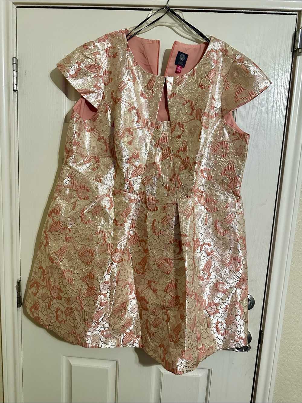 Vince Camuto Rose Gold and Blush Floral Jacquard Dress